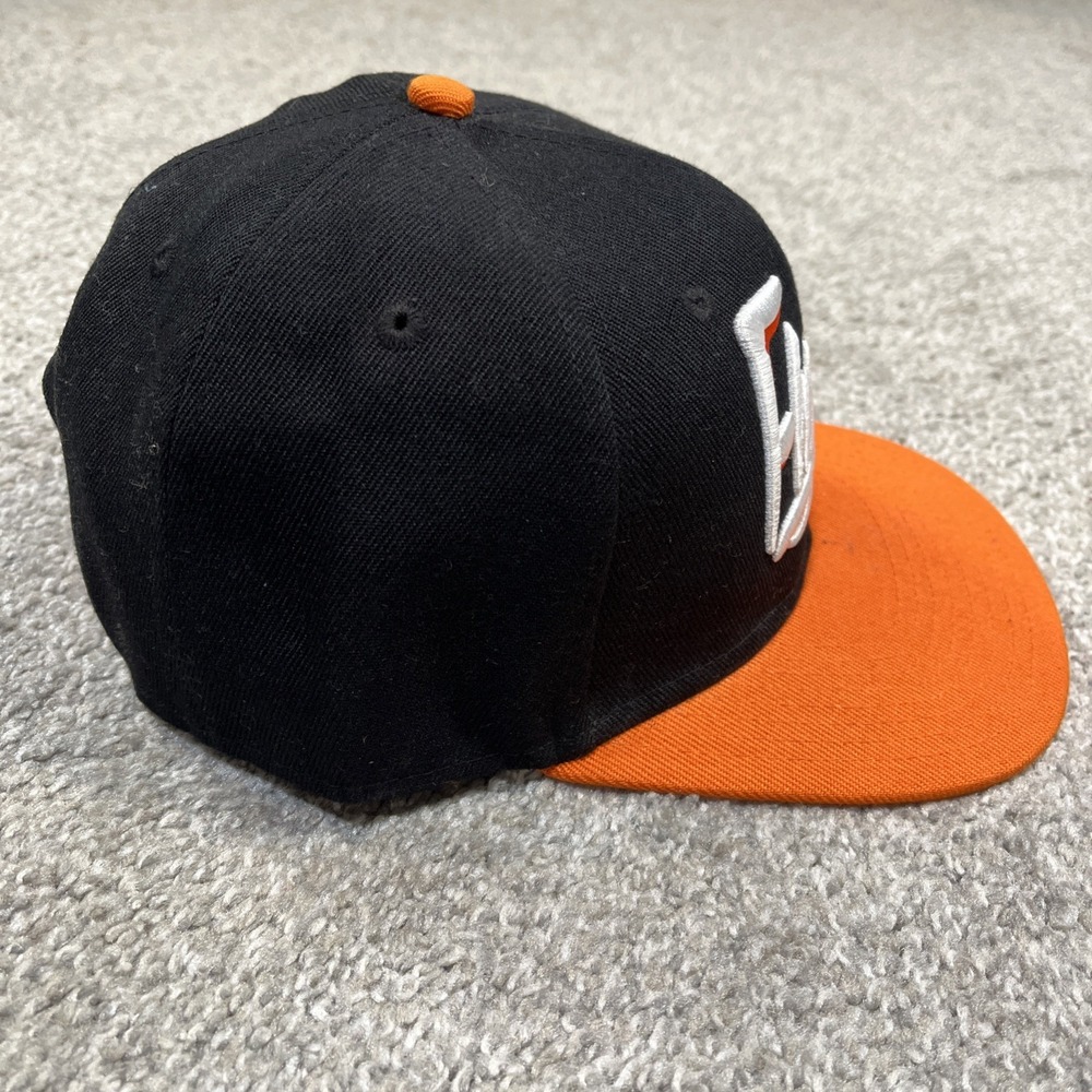 VTG Mitchell‎ & Ness Philadelphia Flyers Snapback Hat Cap Black Orange Spellout - Picture 4 of 7